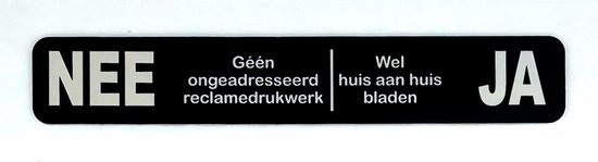 NEE JA Sticker Brievenbus - Brievenbus Sticker - Geen Reclame Sticker -  Zwart Wit -... | bol.com