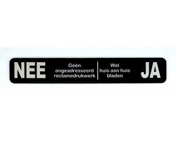 NEE JA Sticker Brievenbus - Brievenbus Sticker - Geen Reclame Sticker - Zwart Wit - incl. 3M-tape plakstrip - 150 mm x 25 mm x 1,6 mm - Namengigant