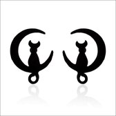 Aramat jewels ® - Oorbellen poes zweerknopjes zwart chirurgisch staal 11mm