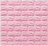 Zelfklevende 3D Stenen Muursticker - Zelfklevend Behang - Plaktegels - Waterafstotend - Voor Keuken, Toilet En Badkamer - 10 Stuks - Roze