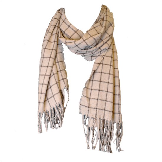 Geruite sjaal | wollen sjaal | diverse kleuren | 200 cm | dames | beige |  bol.com