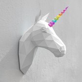 3D Papercraft Kit Unicorn Rainbow – Compleet knutselpakket Eenhoorn met snijmat, liniaal, vouwbeen, mesje – 44 x 33 cm