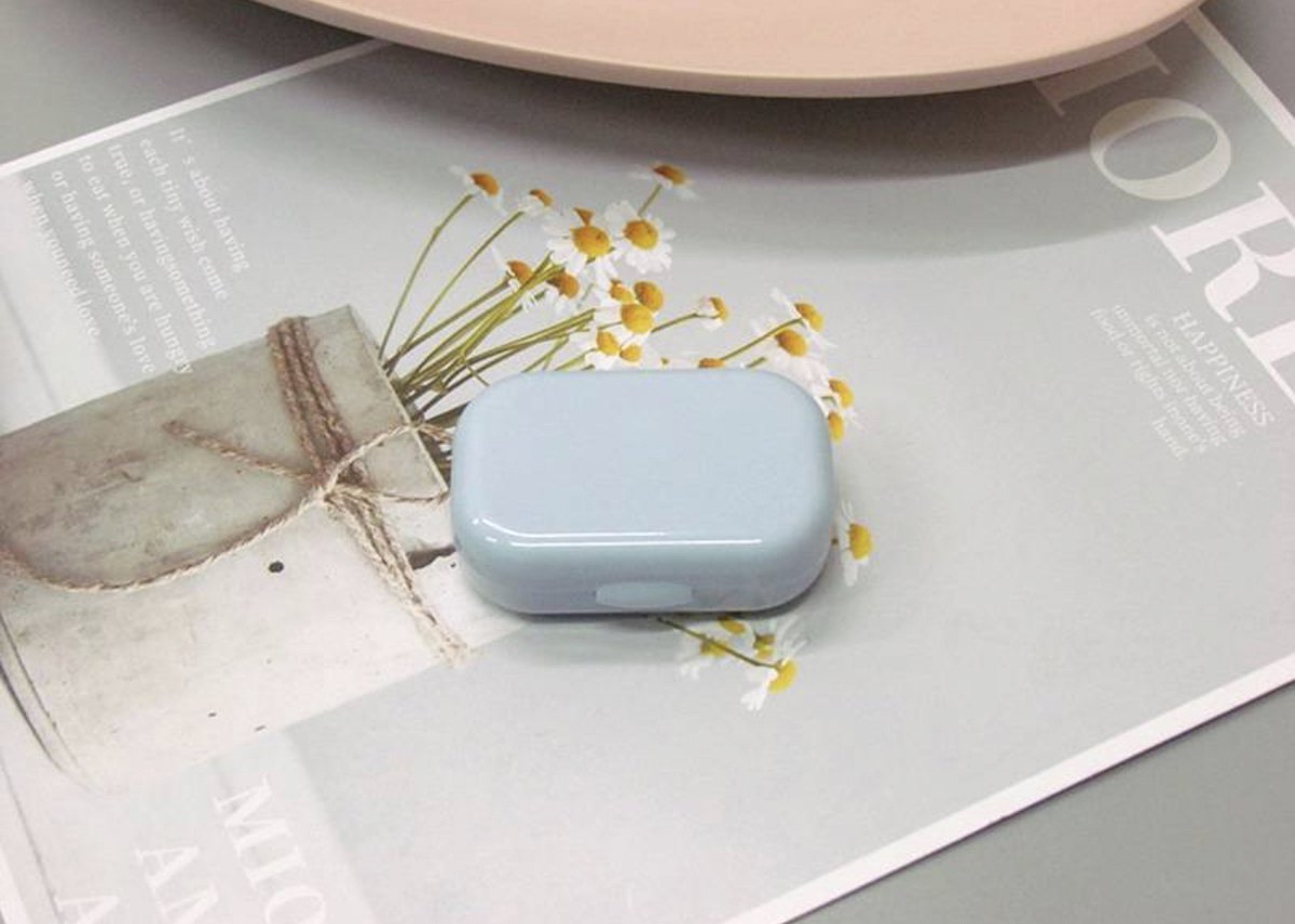 Goedkoopste Without Lemons - Mini Lensdoosje met spiegel Blauw | 4 delig | Handig voor onderweg | Handig voor in je handtas | Reizen | Musthave| Make-up tas | contactlenzen doosje |lenzenbakje