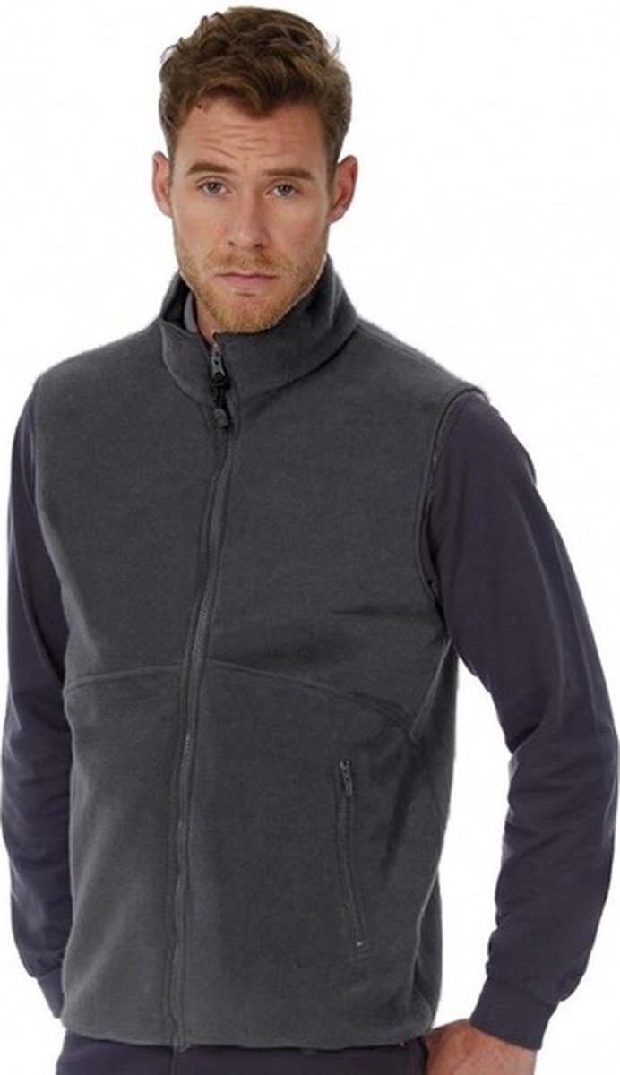Fleece casual bodywarmer voor heren Outdoorkleding wandelen/zeilen Mouwloze vesten 38/50 Grijs