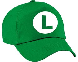 Verkleed pet / carnaval pet - loodgieter Luigi - groen - voor kinderen - Baseballcap