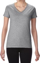 Basic V-hals t-shirt grijs voor dames - Casual shirts - Dameskleding t-shirt grijs XL (42/54)