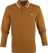 Fred Perry - Longsleeve Polo M3636 Caramel Bruin - XL - Slim-fit