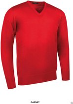 Heren Golf Trui - Glenmuir - V neck Merino wol - Rood - XL