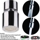 Tête de robinet flexible rotative - 720 degrés - Haute qualité - Métal et plastique - Tête de robinet puissante - Aérateur - Tête de pulvérisation - Fixation de robinet - Pivotante - M22 - Chrome - Métal