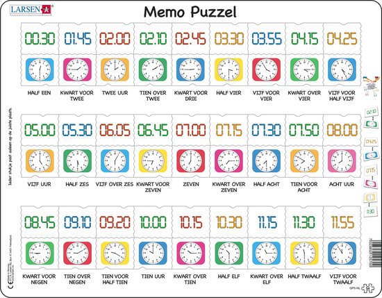 Larsen Legpuzzel Maxi Klokkijken Junior - Karton - 54 Stukjes | bol