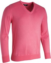 Heren Golf Trui - Glenmuir - Roze - Merinowol V neck - S