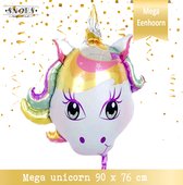 Eenhoorn Ballon * Snoes * Mega XL Unicorn Ballon 90 cm Magic Sparkling Head * Regenboog Verjaardag * Kinderfeestje * Happy Birthday * Verjaardag Decoratie * Paardenmeisje