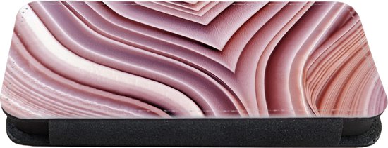 Bookcase Convient pour étui de téléphone iPhone 12 - Pierres naturelles - Rose - Gros plan - Avec compartiments - Étui portefeuille avec fermeture magnétique