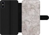 Bookcase Geschikt voor iPhone X telefoonhoesje - Marmer print - Patronen - Chic - Met vakjes - Wallet case met magneetsluiting