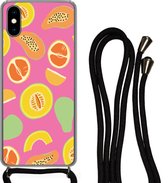 Coque avec cordon iPhone XS - Fruits - Motifs - Rose - Siliconen - Bandoulière - Coque arrière avec cordon - Coque téléphone avec cordon - Coque avec cordon