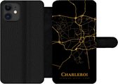 Bookcase Geschikt voor iPhone 11 telefoonhoesje - Charleroi - Kaart - Goud - Met vakjes - Wallet case met magneetsluiting