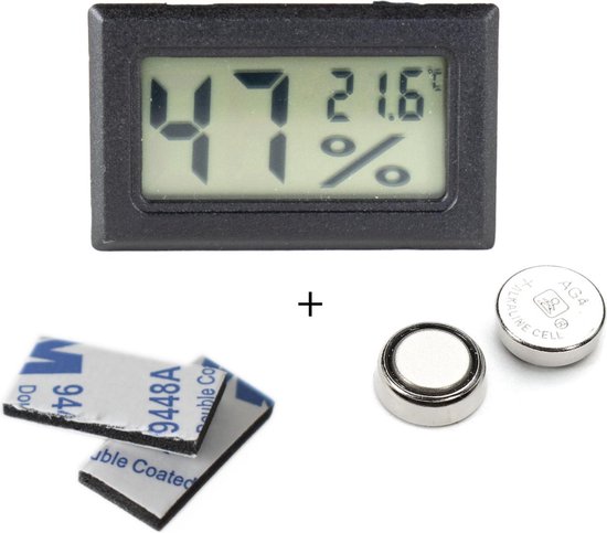 2x Professionele Digitale Hygrometer Met Batterijen - Zwart - Meet Temperatuur - Voor buiten en binnen - 2 in 1 - Hygrometer- van Heble® - Heble®