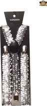 Partychimp Bretels Pailletten Zilver voor bij Carnavalskleding Heren Carnaval Accessoires - 2,5 cm breed - Elastaan - One-Size