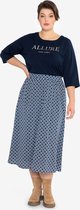 EVIVA - Lange rok met elastiek in taille - blauwe geometrische print