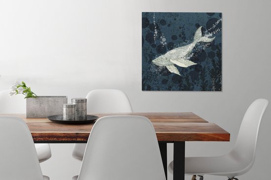 Tableau sur toile Illustration d'une baleine dans l'eau - 50x50 cm - Décoration murale
