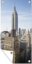 Tuinposter New York - Empire State Building - Skyline - 40x80 cm - Wanddecoratie Buiten - Tuinposter - Tuindoek - Schuttingposter - Tuinschilderij
