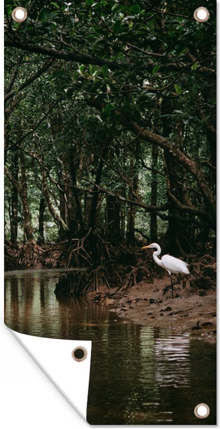 Schuttingposter Reiger - Bos - Meer - 100x200 cm - Tuindoek