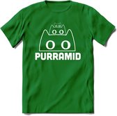 Purrramid - Katten T-Shirt Kleding Cadeau | Dames - Heren - Unisex | Kat / Dieren shirt | Grappig Verjaardag kado | Tshirt Met Print | - Donker Groen - M