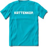 Kattenkop - Katten T-Shirt Kleding Cadeau | Dames - Heren - Unisex | Kat / Dieren shirt | Grappig Verjaardag kado | Tshirt Met Print | - Blauw - M