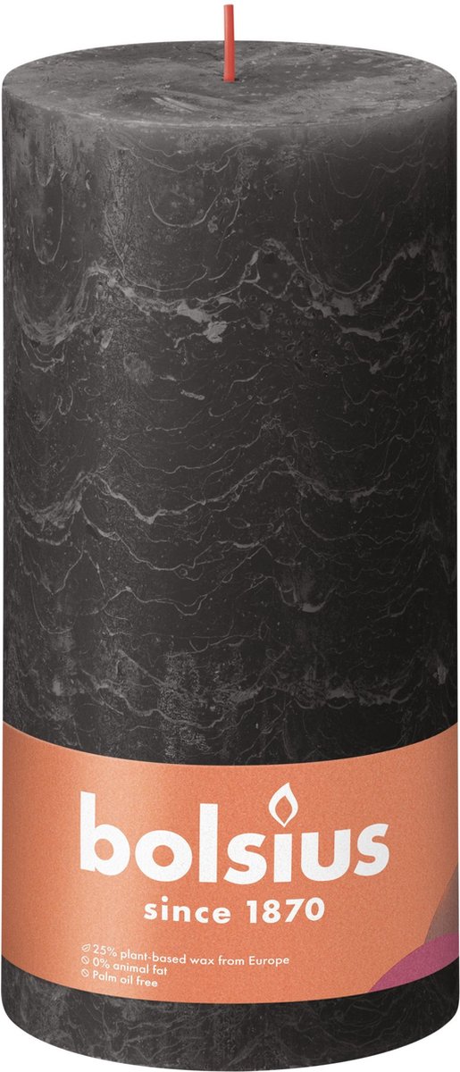 Bolsius Stompkaars Stormy Grey Ø100 mm - Hoogte 20 cm - Donkergrijs - 125 branduren