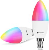2 Stuks - Slitinto - Smart RGBW kaarslamp  - E14 - 5W - LED WiFi-lamp - Compatibel met Alexa, Smart Life App en Google Home - RGBCW - 16 Miljoen Kleuren - Dimbaar - Afstandsbedieni