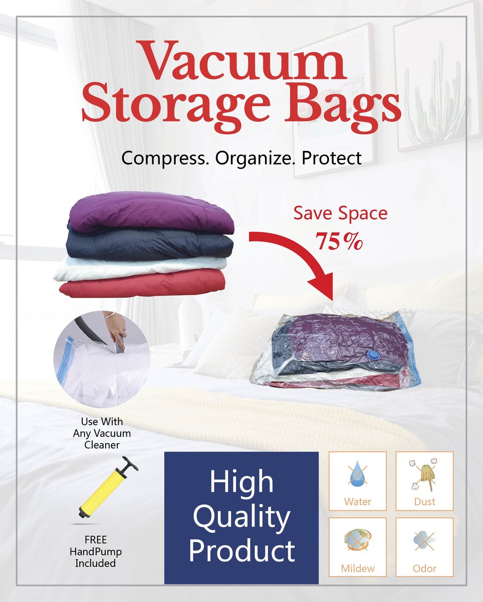 Vacuüm Opbergzakken - Vacuum Storage Bags - Opbergtassen - Vacuümzakken- - Inclusief handpomp - Transparant - (60x80cm_3Stuks & 80x120cm_3Stuks)