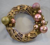 kerstkrans, goud/roze, Ø 35 cm