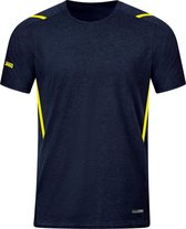Jako Challenge T-Shirt Heren - Marine Gemeleerd / Fluogeel
