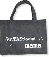 Voor Een FanTAStische Mama - Antraciet Vilten Tas A3 Met Drukknoop - Cadeautje Voor Mama -  Vilten Shopper - Antraciet Vilten Tas Met Hengsels En Sluiting A3 Formaat