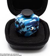 Fidget Cube "Camo Blauw" Met Beschermhoes - Friemelkubus - Anti Stress Speelgoed Jongens - Fidget Toys - Infinity Cube