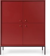 InspireMe- Commode- Ladekast - Kast - voor de woonkamer - moderne vorm en kleur - 4 deuren + 6 planken - (103,5 cm -39cm - 125,5 cm) - Bordo - Rood - MELODY I 103