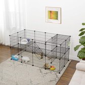 Opvouwbare Hond Hek Gates -Hond Hek-Hond Kat Bewaker - Gemakkelijk Behuizing Hondenhekken-Kennel Huis Oefening Training-With Door - 36 STKS zwart