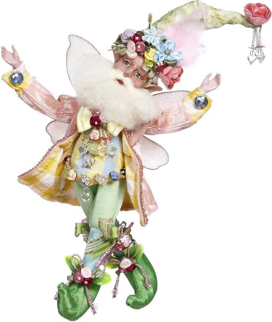 Mark Roberts - April Showers Santa Fairy - roze/groen/geel - 25 cm