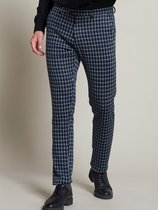 Broek Delon Chino Mini Check Sweat Navy