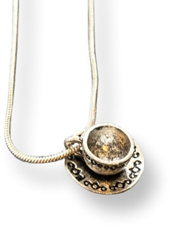 madame chai - zilveren ketting 925 - zilver - met hanger - zilveren ketting met een theekopje - theekopje