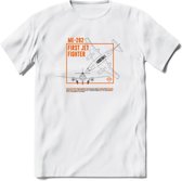ME-262 Vliegtuig T-Shirt | Unisex leger Kleding | Dames - Heren Straaljager shirt | Army F16 | Grappig bouwpakket Cadeau | - Wit - S