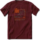 F-22 Vliegtuig T-Shirt | Unisex leger Kleding | Dames - Heren Straaljager shirt | Army F16 | Grappig bouwpakket Cadeau | - Burgundy - XXL