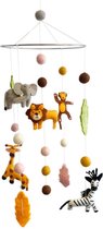 Mobiel Jungle Dieren - 21cm - Vilten Figuren - BeYoona - Fairtrade - Decoratie voor boven Bed, Box of als Babykamer Accessoire
