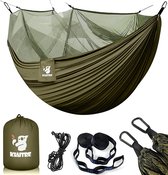 Kiatre buitenhangmat klamboe - outdoor - lichtgewicht nylon - kamperen hiken 440 lbs laadvermogen - khaki bushcraft