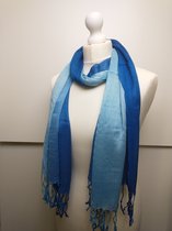 Pashmina 2-color dames sjaal korenblauw licht koren blauw