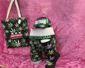 Cannabis pet-cannabis sokken 40-45-cannabis boxershorts maat M- kleur -BAG AMSTERDAM logo. zwart