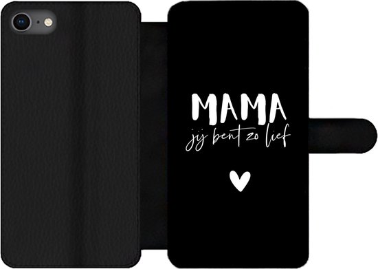 Bookcase pour téléphone iPhone 8 bibliothèque - Maman tu es si douce - Citations - Maman - Proverbes - Avec poches - Étui portefeuille avec fermeture magnétique