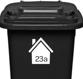 Containersticker - Klikosticker - wit - met uw huisnummer - 14,5 cm x 15,5 cm - weerbestendig - vuilnisbaksticker