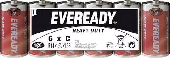 Energizer Eveready zinc C batterijen - folie 6 pack