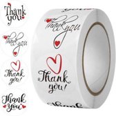 Thank you stickers - 500 stuks -25mm - Thank you Stickers op rol - Sluitsticker - Sluitzegel